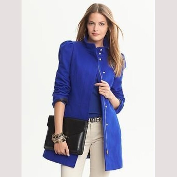 Banana Republic - Structured Wool City Coat 686057 | Cobalt Blue | Size Medium - Picture 2 of 14